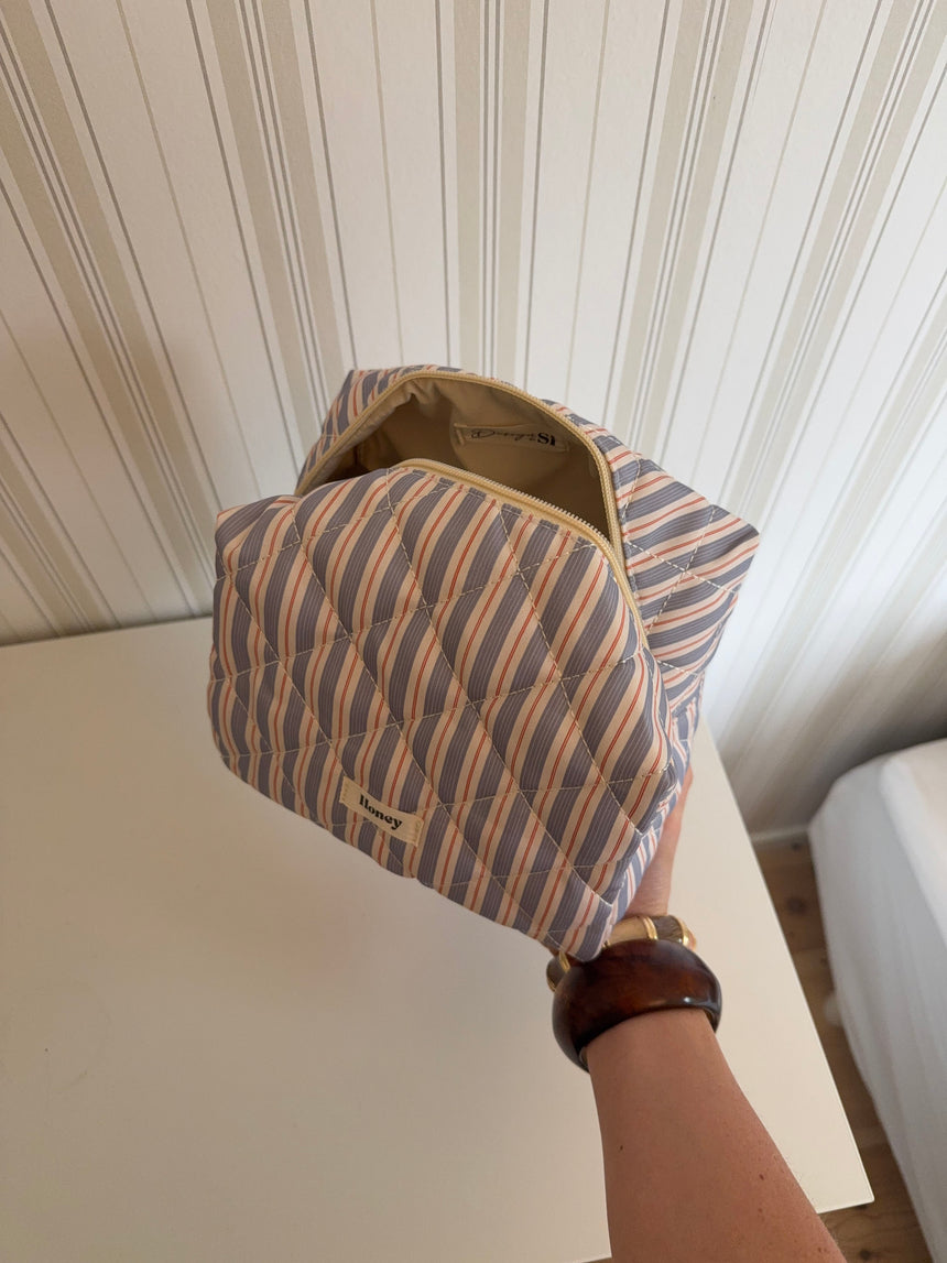 Honey stor toilettaske - Blå med striber i hvid/rød