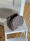 Honey stor toilettaske med striber - Brun/hvid