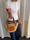 Botalia strandtaske i flet - Beige