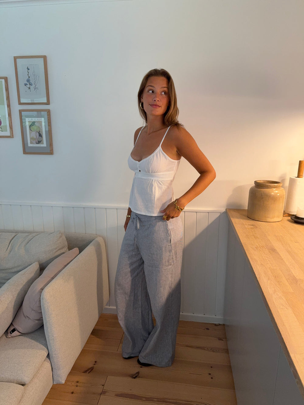 Esmerina stribede bukser - Blå/hvid