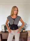 Bianca stribet top med detaljer - Sort/hvid