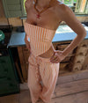 Aura stribet top - Orange/hvid
