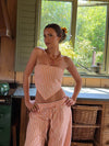 Aura stribet top - Orange/hvid