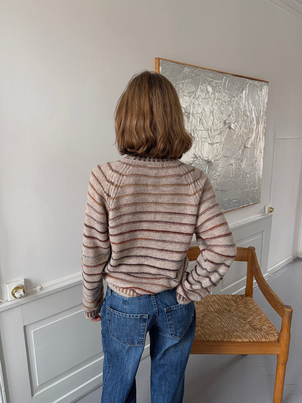Rainova strik med striber - Beige/multifarvet