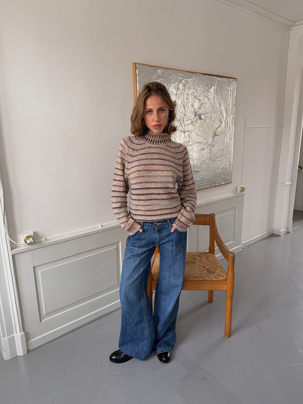 Rainova strik med striber - Beige/multifarvet