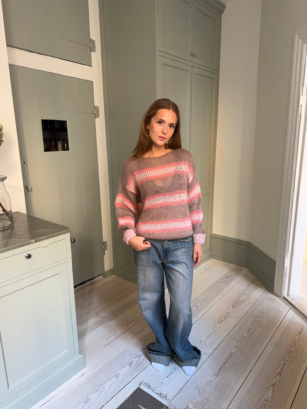Evelina striktrøje - Brun/pink