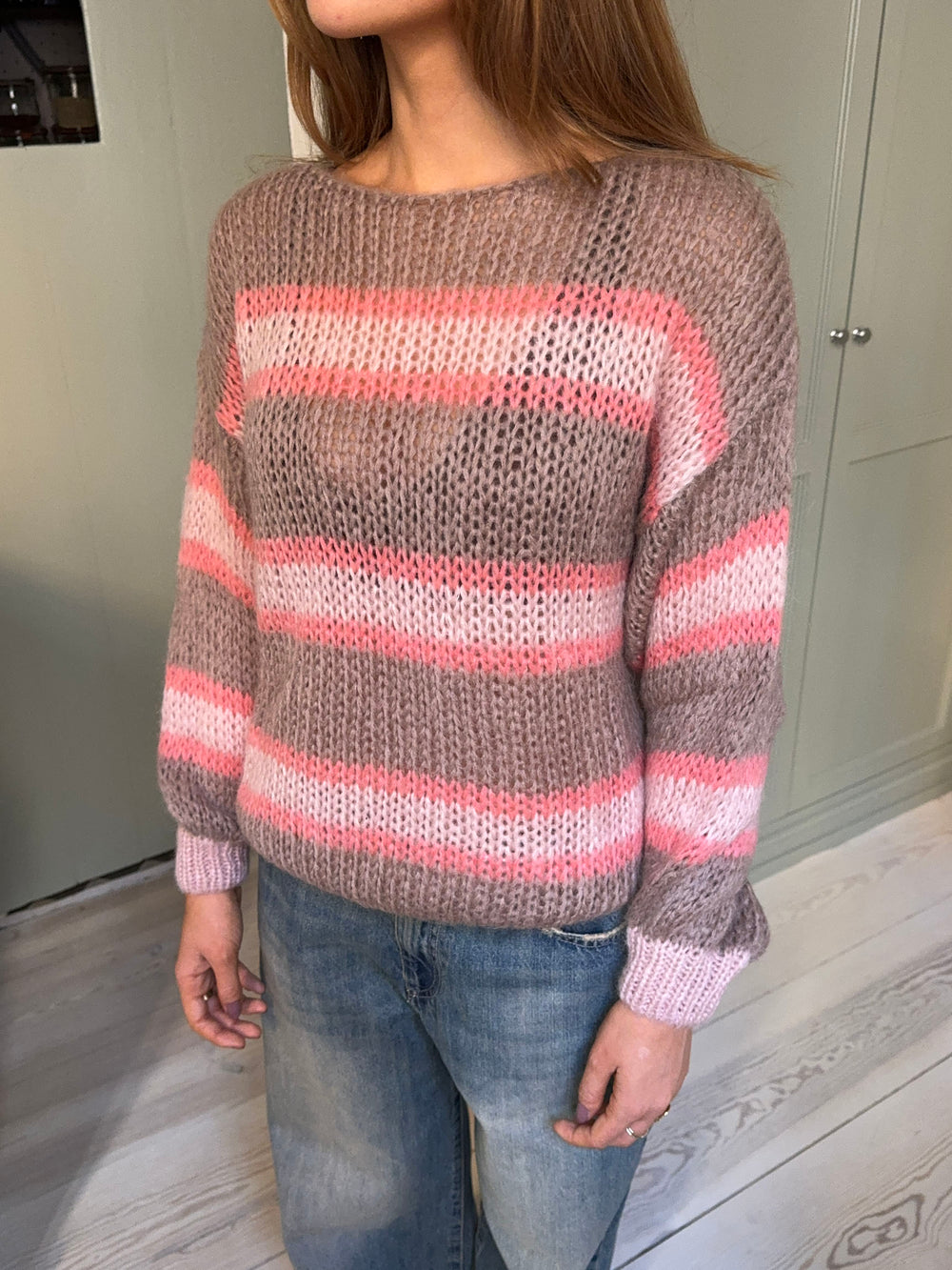 Evelina striktrøje - Brun/pink