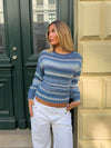 Tippy strik med striber - Hvid/navy