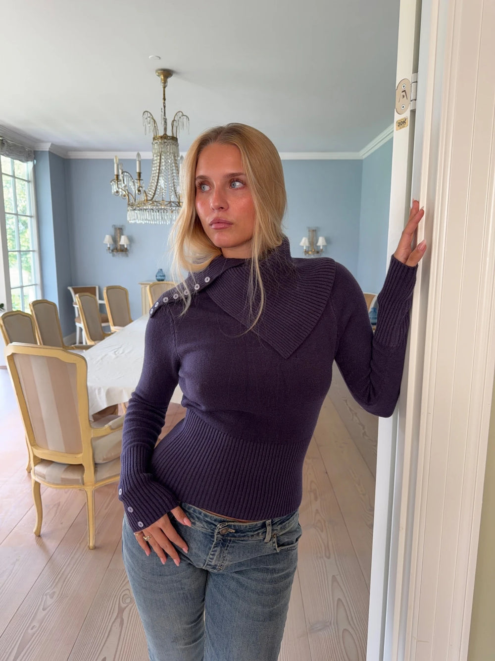 Haydith strikbluse - Lilla