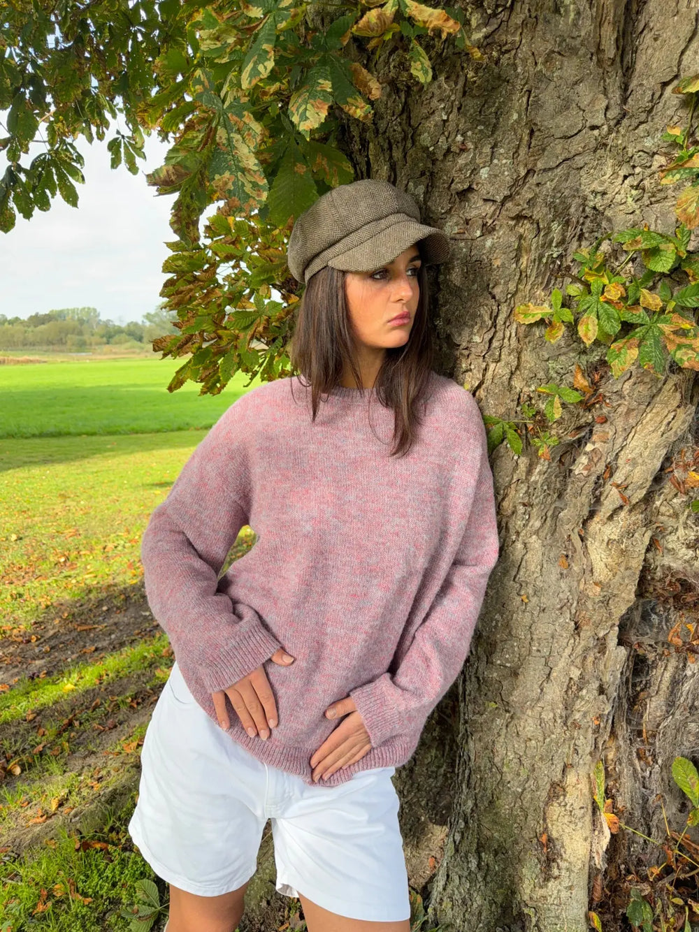 Orla strikbluse - Lyselilla