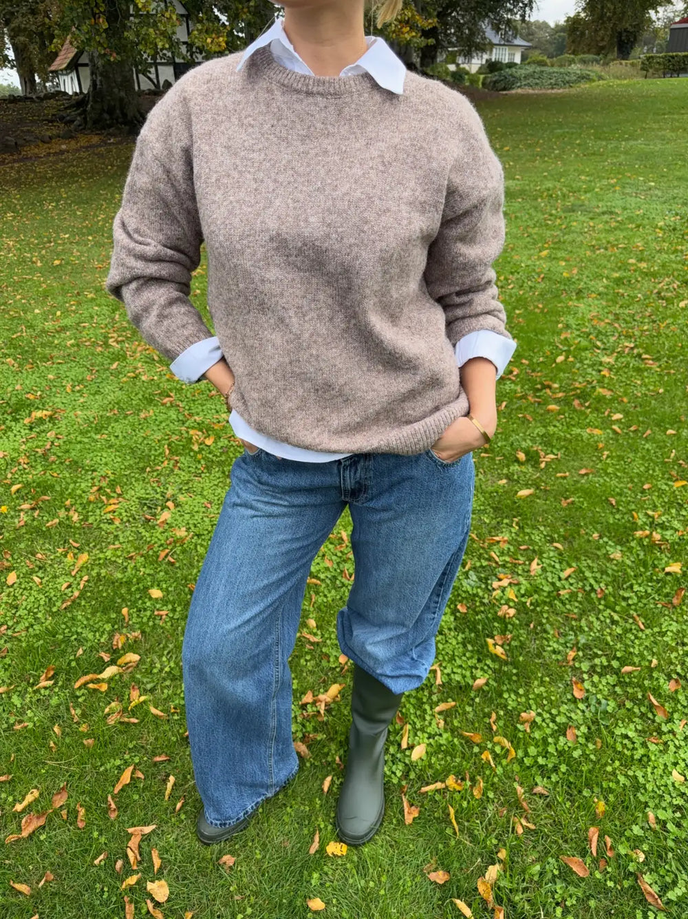 Orla strikbluse - Taupe