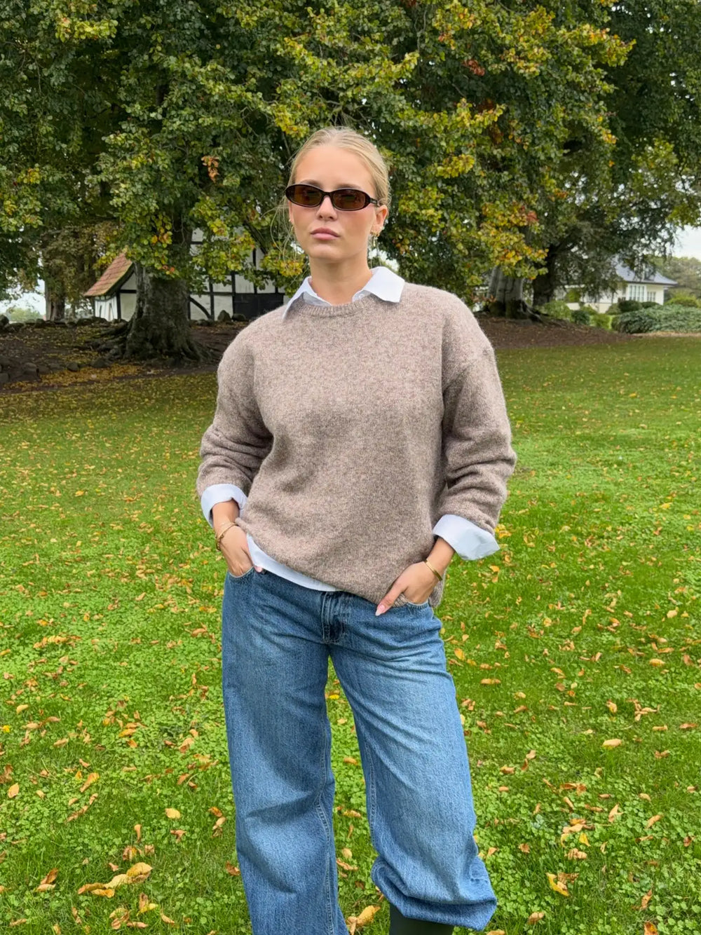 Orla strikbluse - Taupe