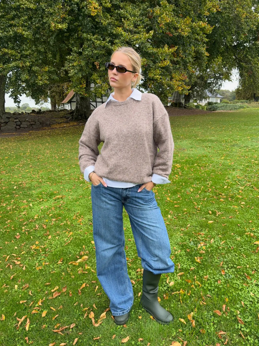 Orla strikbluse - Taupe
