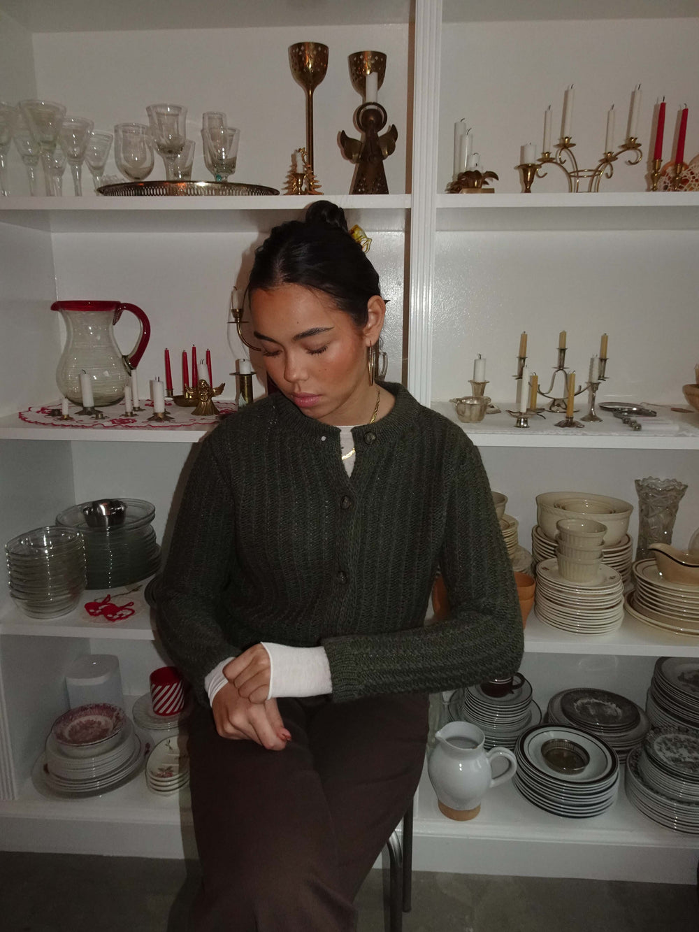 Vincent strikket cardigan - Mørkegrøn