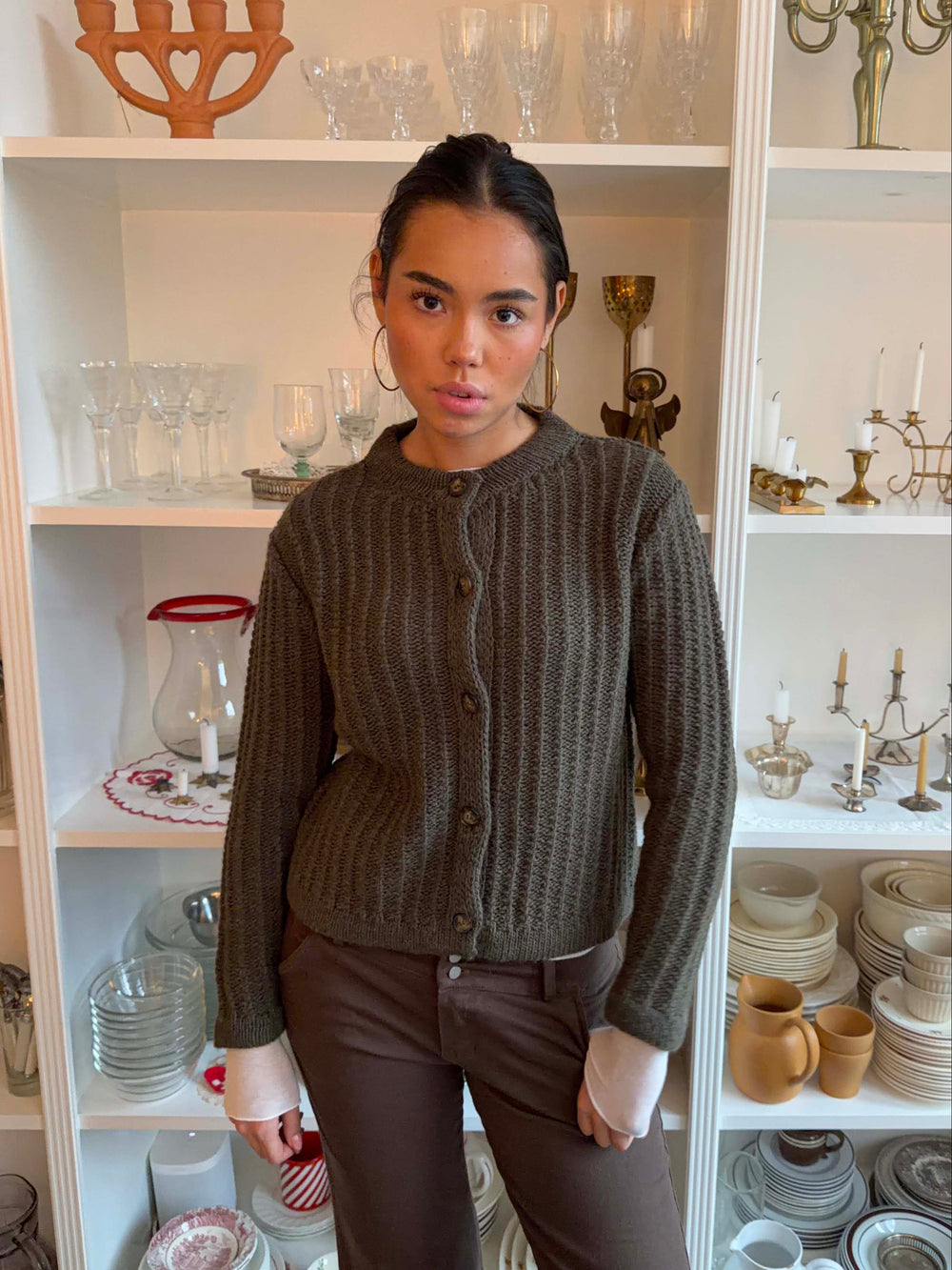 Vincent strikket cardigan - Mørkegrøn