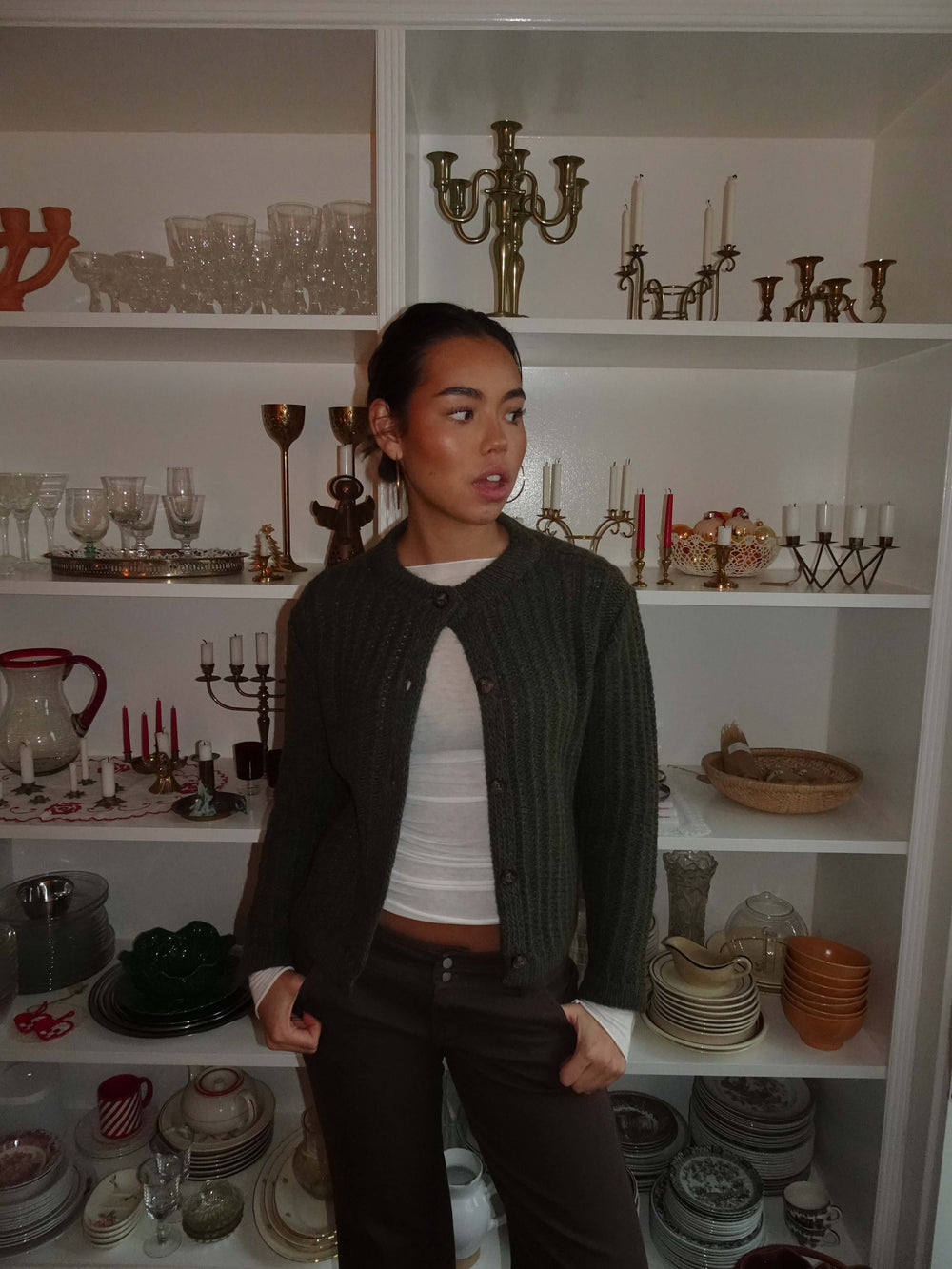 Vincent strikket cardigan - Mørkegrøn