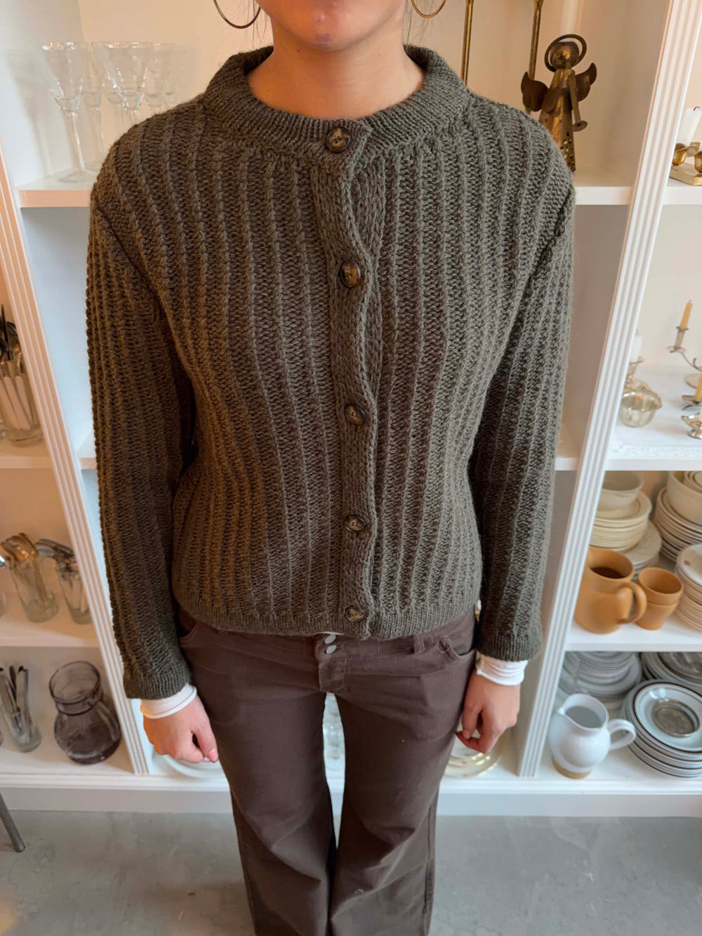 Vincent strikket cardigan - Mørkegrøn