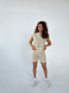 Diamanta comfy sæt - Beige/grøn