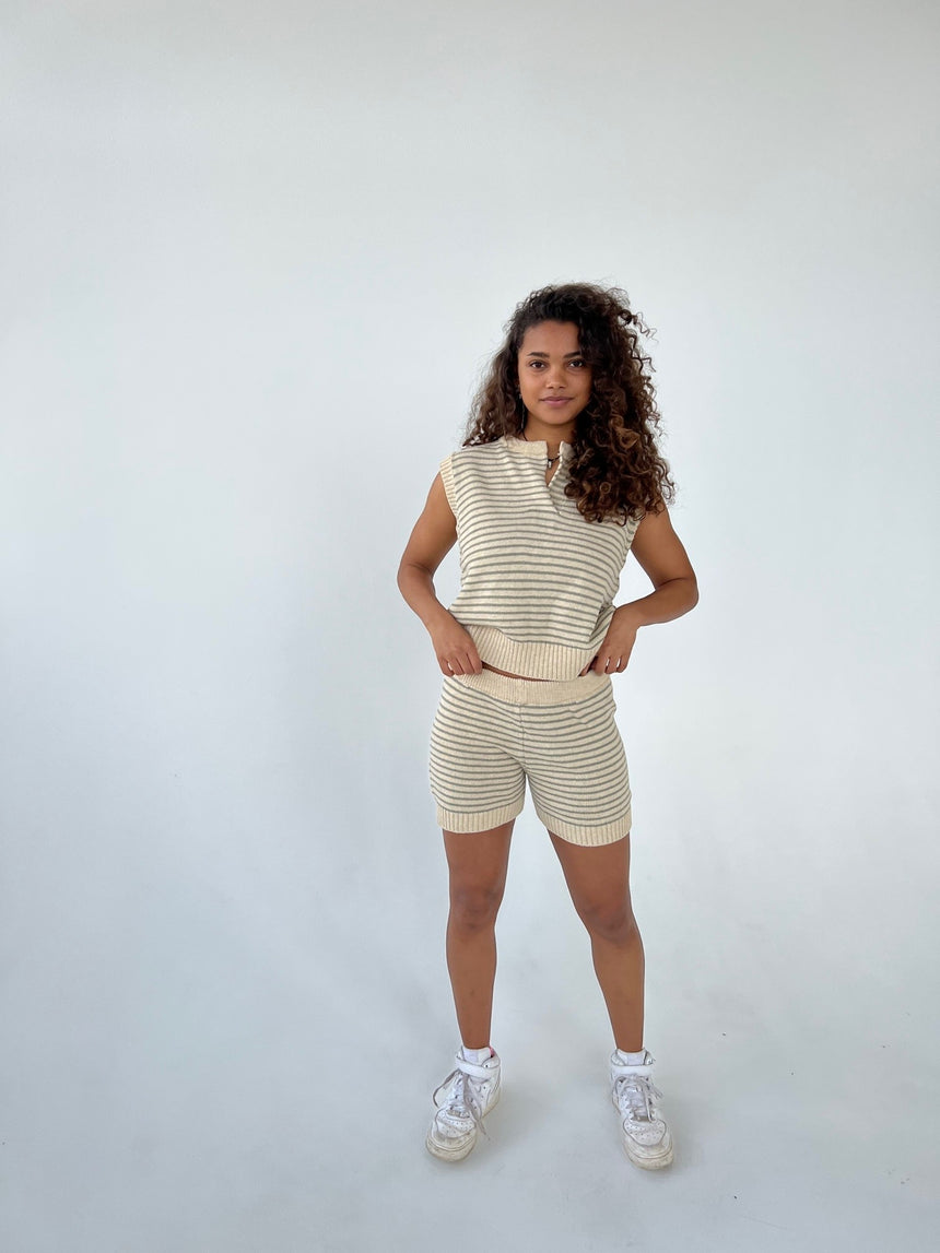 Diamanta comfy sæt - Beige/grøn