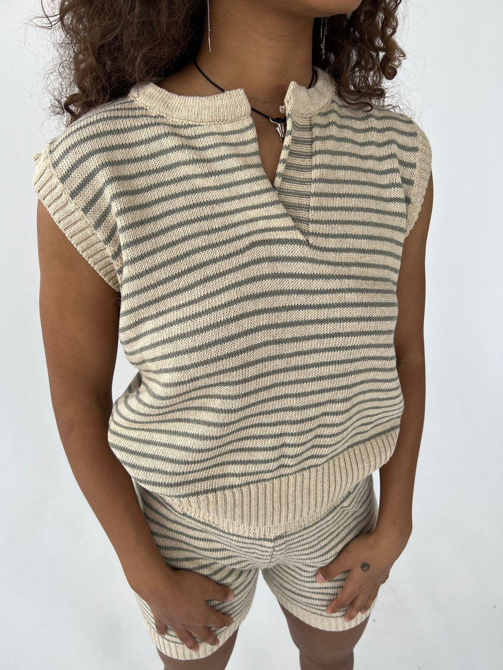 Diamanta comfy sæt - Beige/grøn