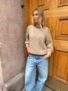 Lilou striktrøje - Beige/brun