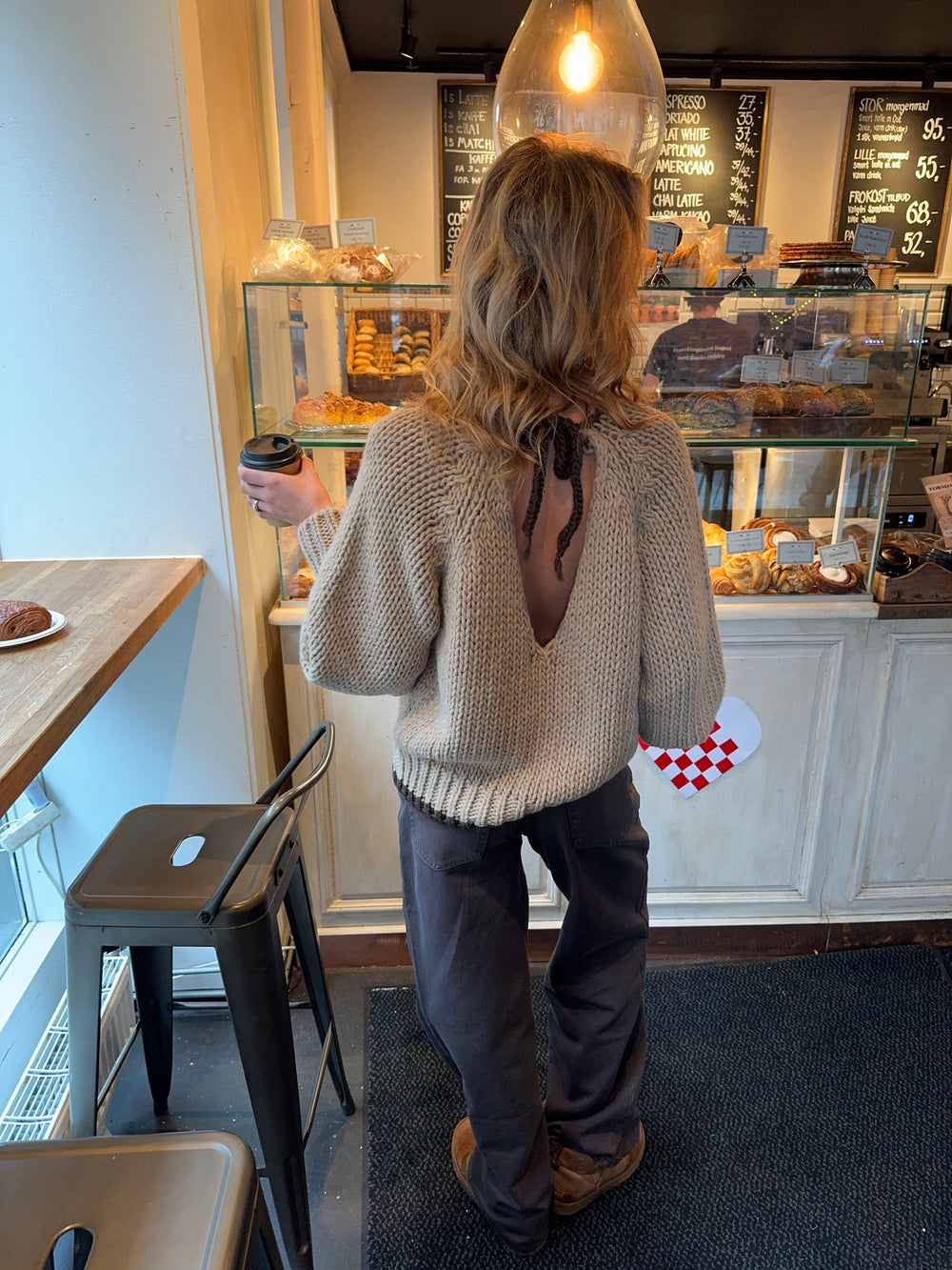 Lilou striktrøje - Beige/brun