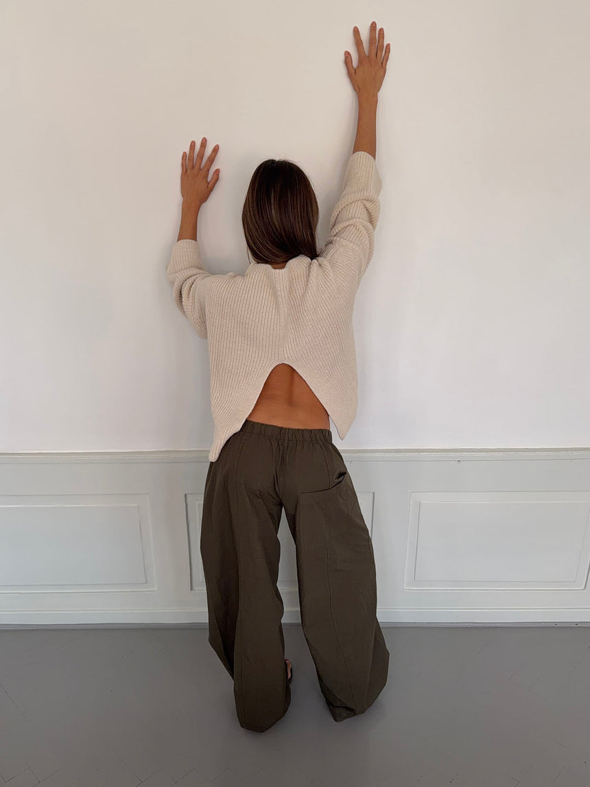 Cholana striktrøje med åben ryg - Beige