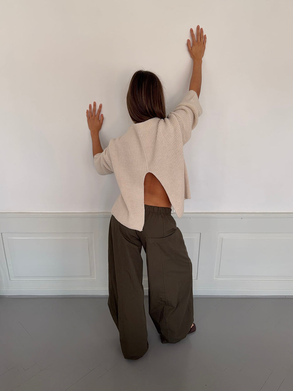 Cholana striktrøje med åben ryg - Beige