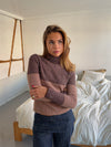 Swela striktrøje med turtleneck - Mørkebrun/lyserød