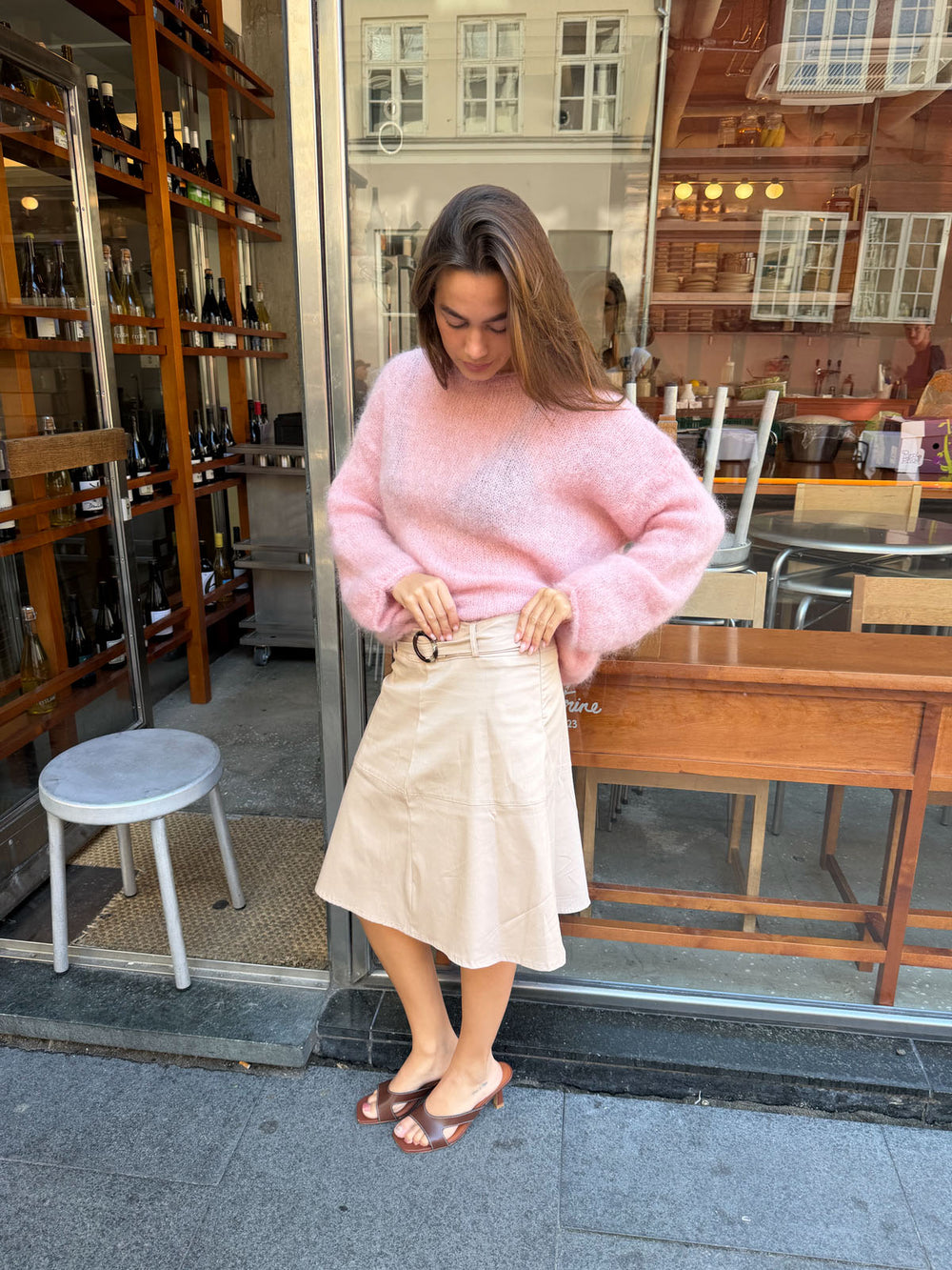 Elara striktrøje i mohair - Lyserød