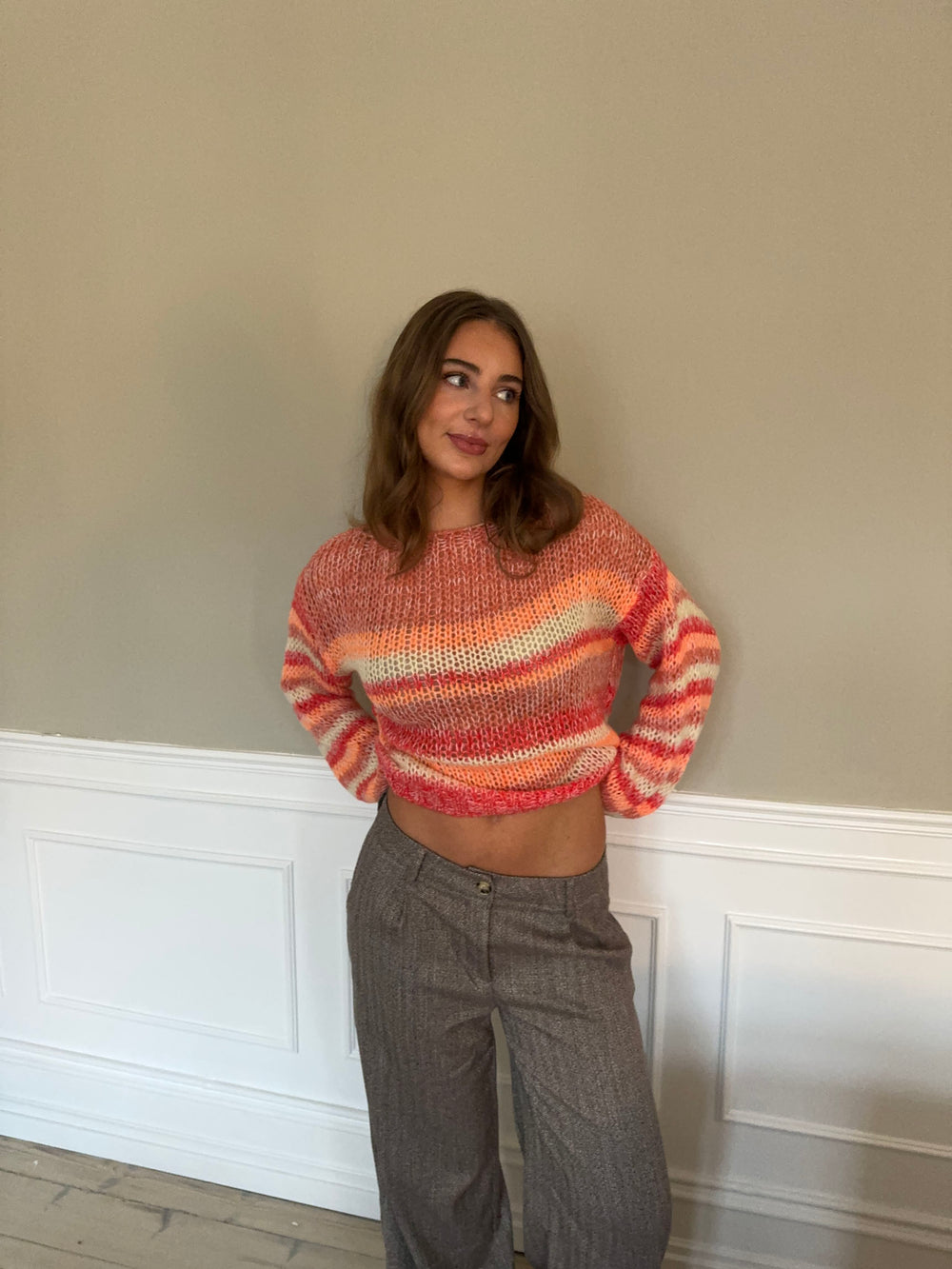 Helin striktrøje - Rød/Orange