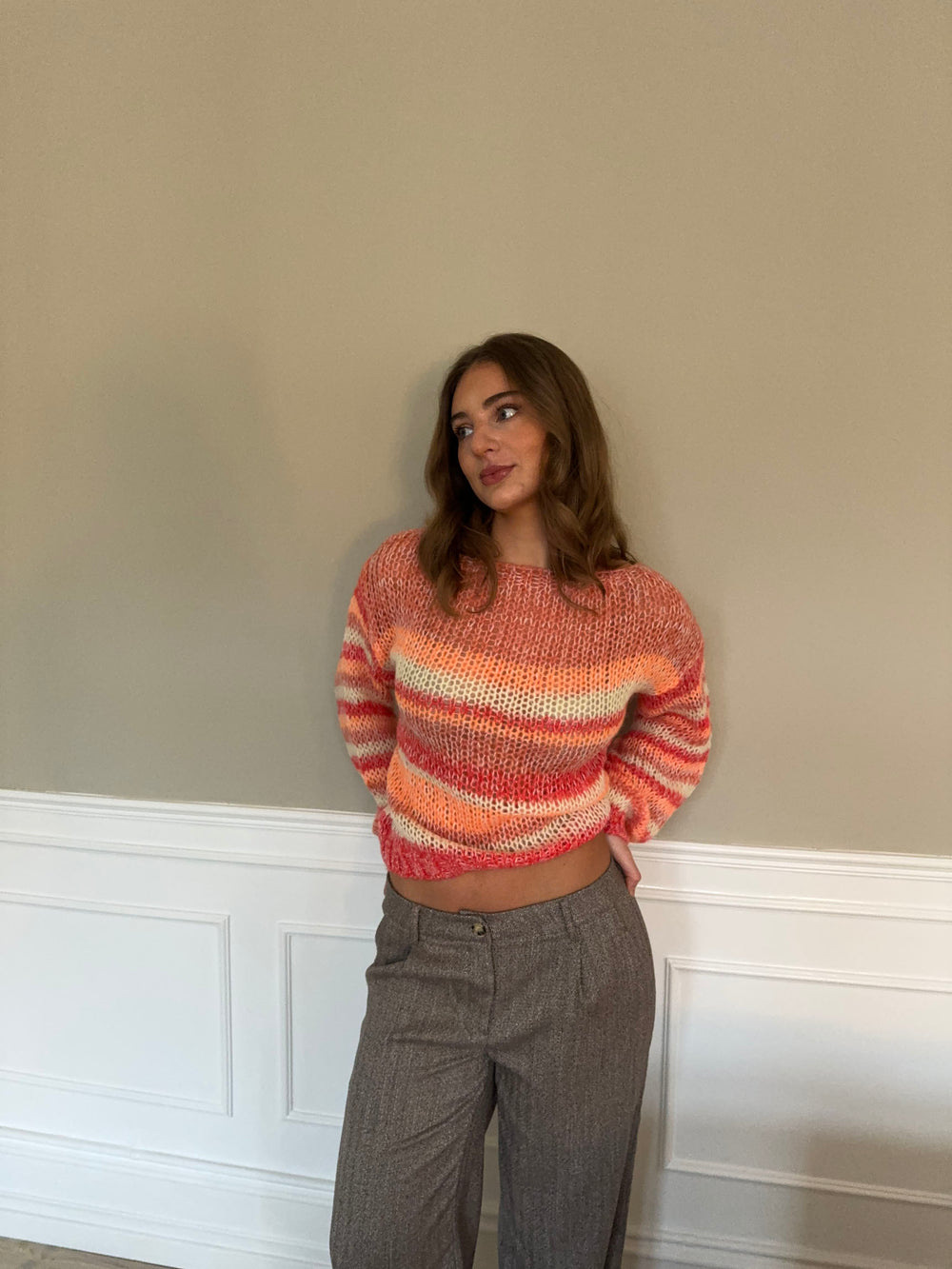 Helin striktrøje - Rød/Orange