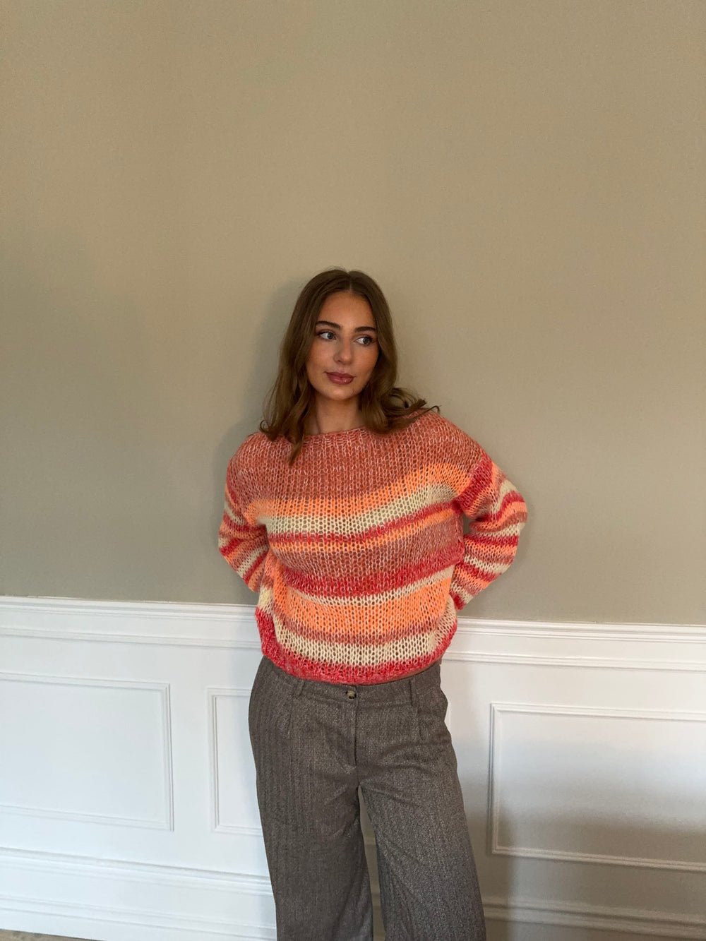 Helin striktrøje - Rød/Orange