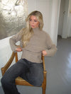 Alyssa striktrøje med høj hals - Beige