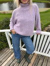 Cally striktrøje med turtleneck - Lyselilla