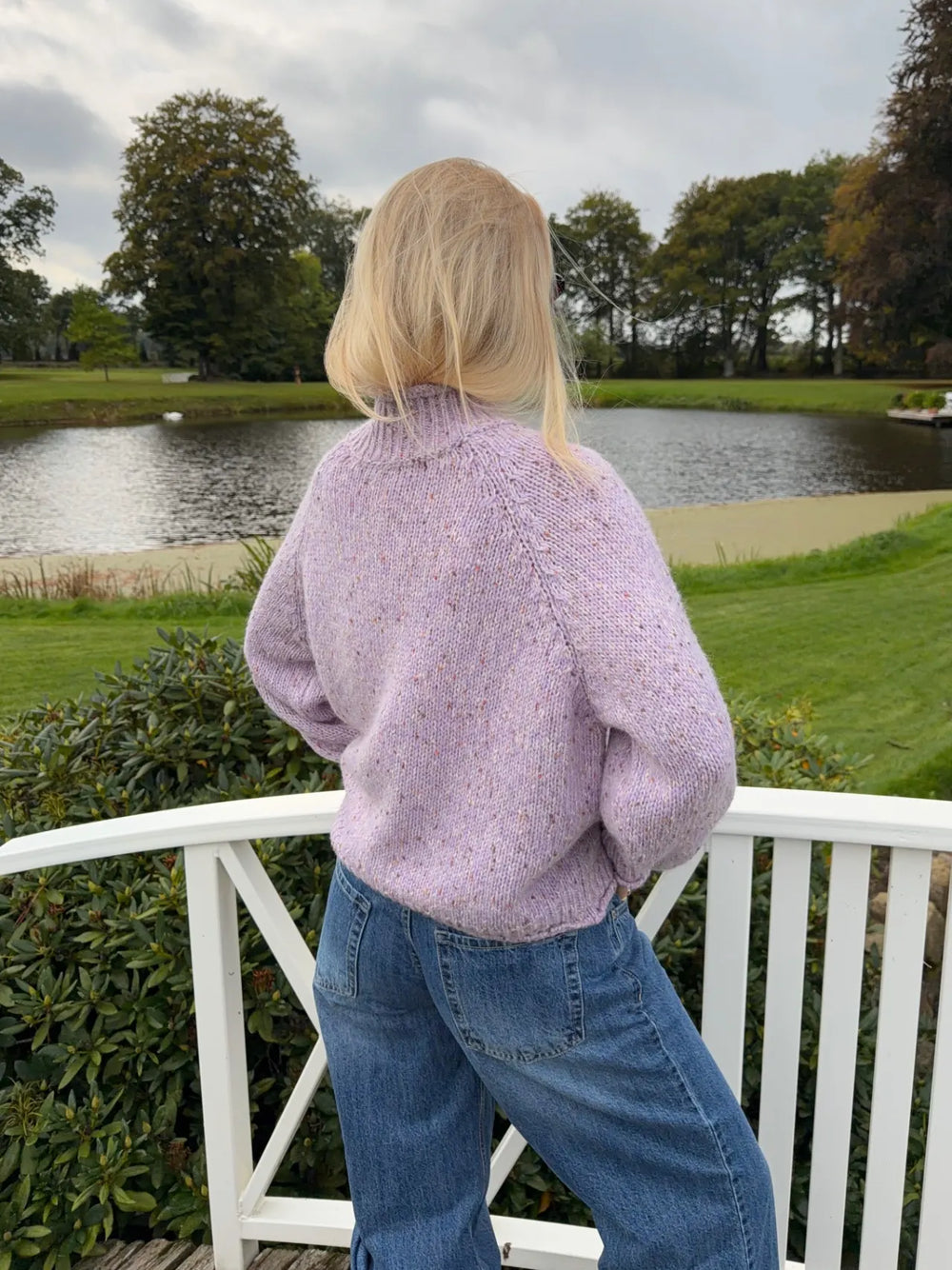 Cally striktrøje med turtleneck - Lyselilla