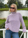 Cally striktrøje med turtleneck - Lyselilla