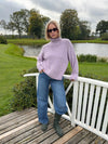 Cally striktrøje med turtleneck - Lyselilla