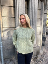 Raffaella kabelstrik med ballonærmer - Sage grøn