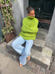 Valdamara oversized striktrøje med turtleneck - Limegrøn