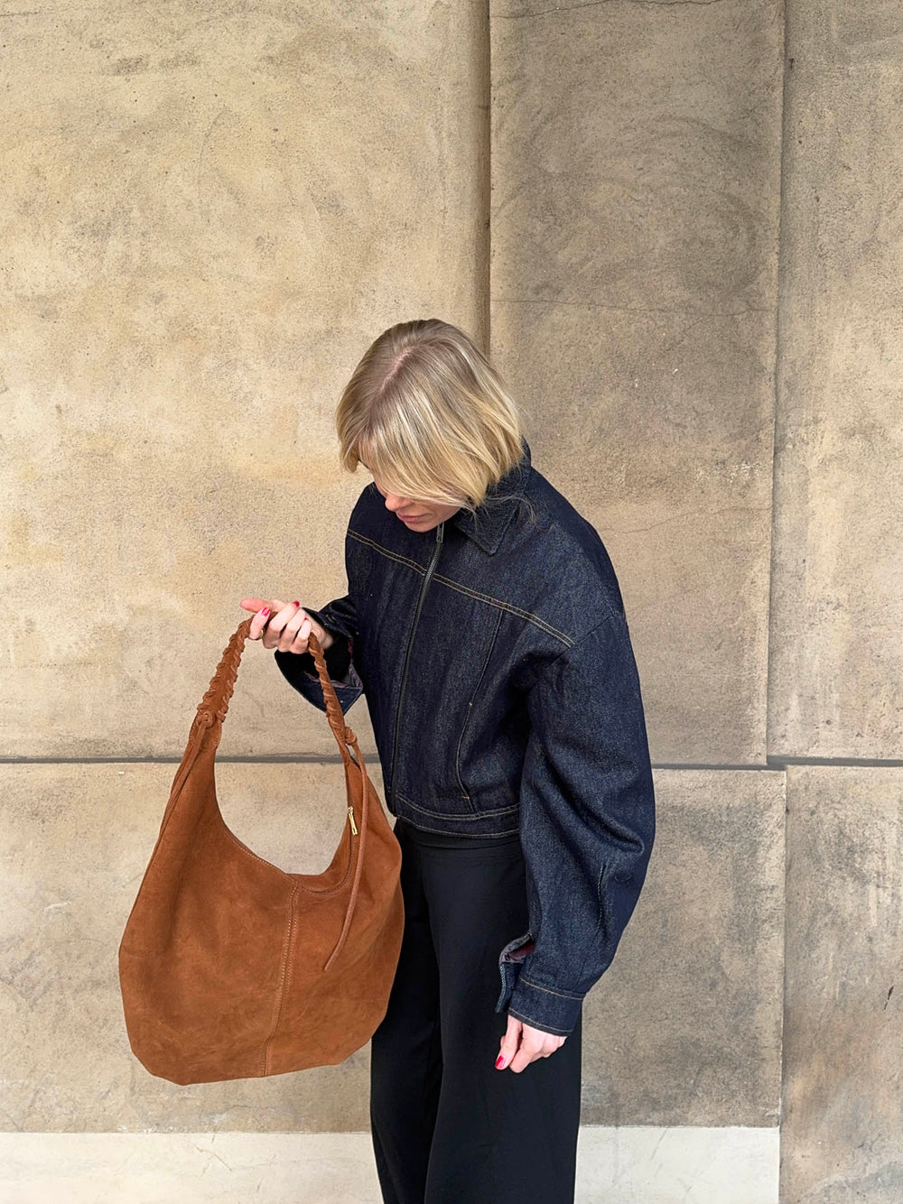 Fiala suede taske - Brun