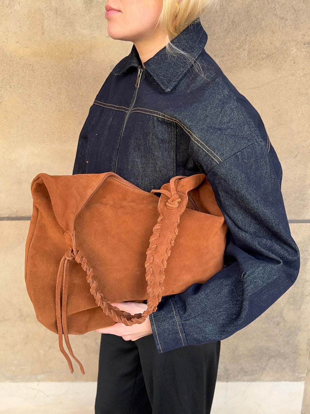 Fiala suede taske - Brun