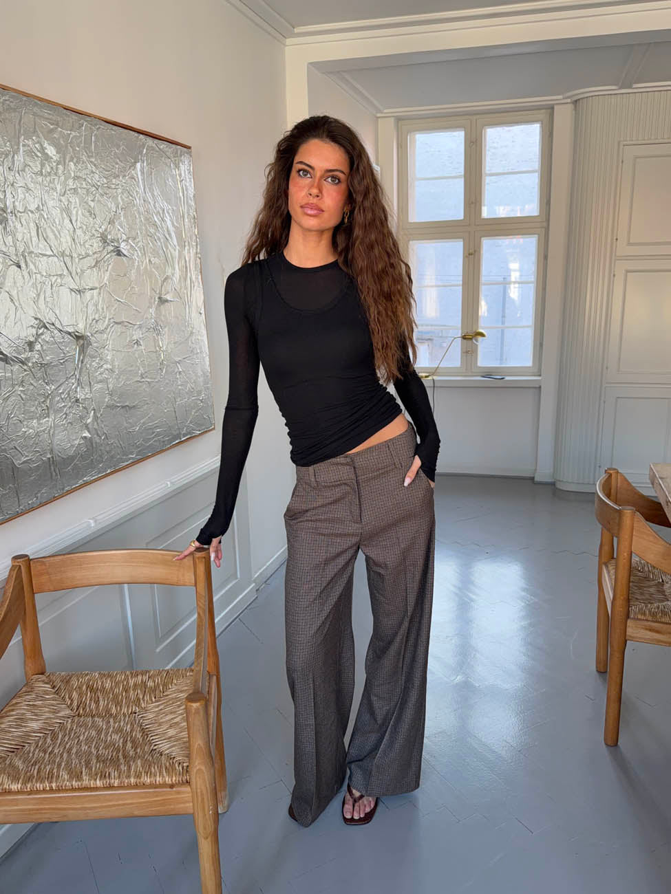 Tulle suitbukser med tern - Brun/sort