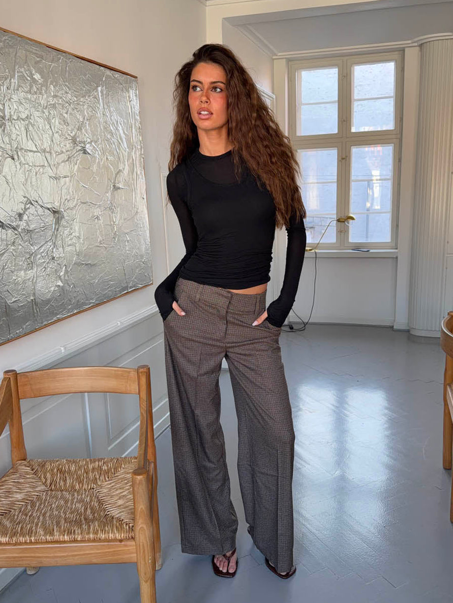 Tulle suitbukser med tern - Brun/sort