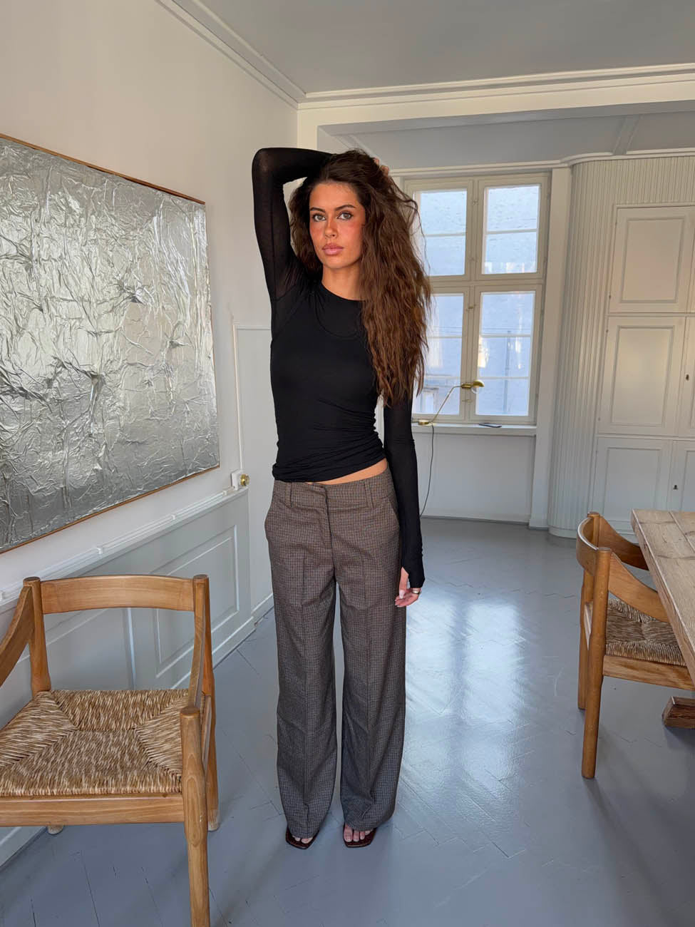 Tulle suitbukser med tern - Brun/sort