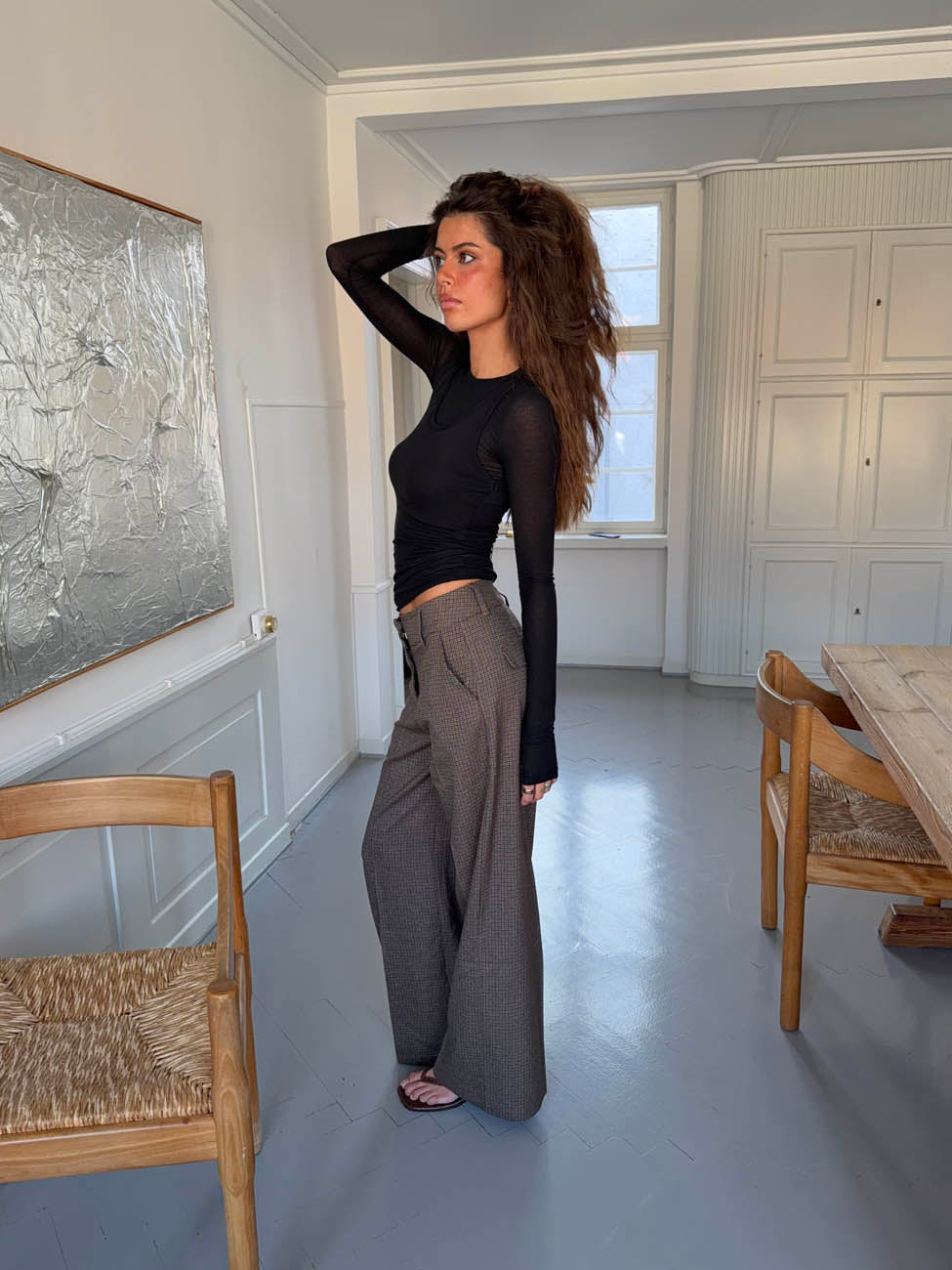Tulle suitbukser med tern - Brun/sort