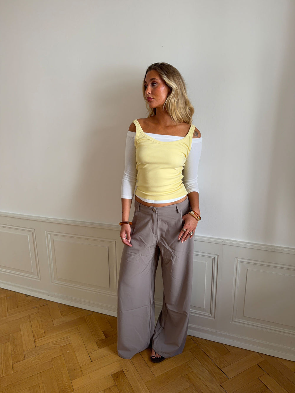 Anja suitbukser - Grå/beige
