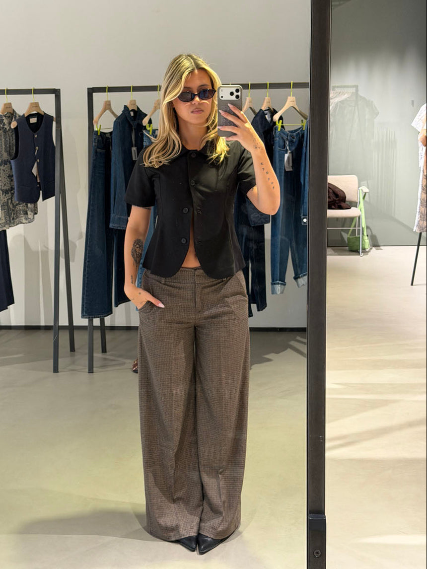 Tulle suitbukser med tern - Brun/sort