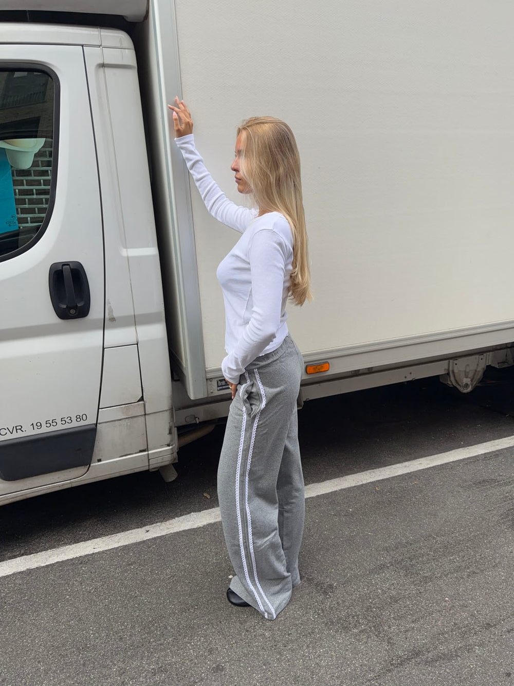 Janny sweatpants med blonder - Grå