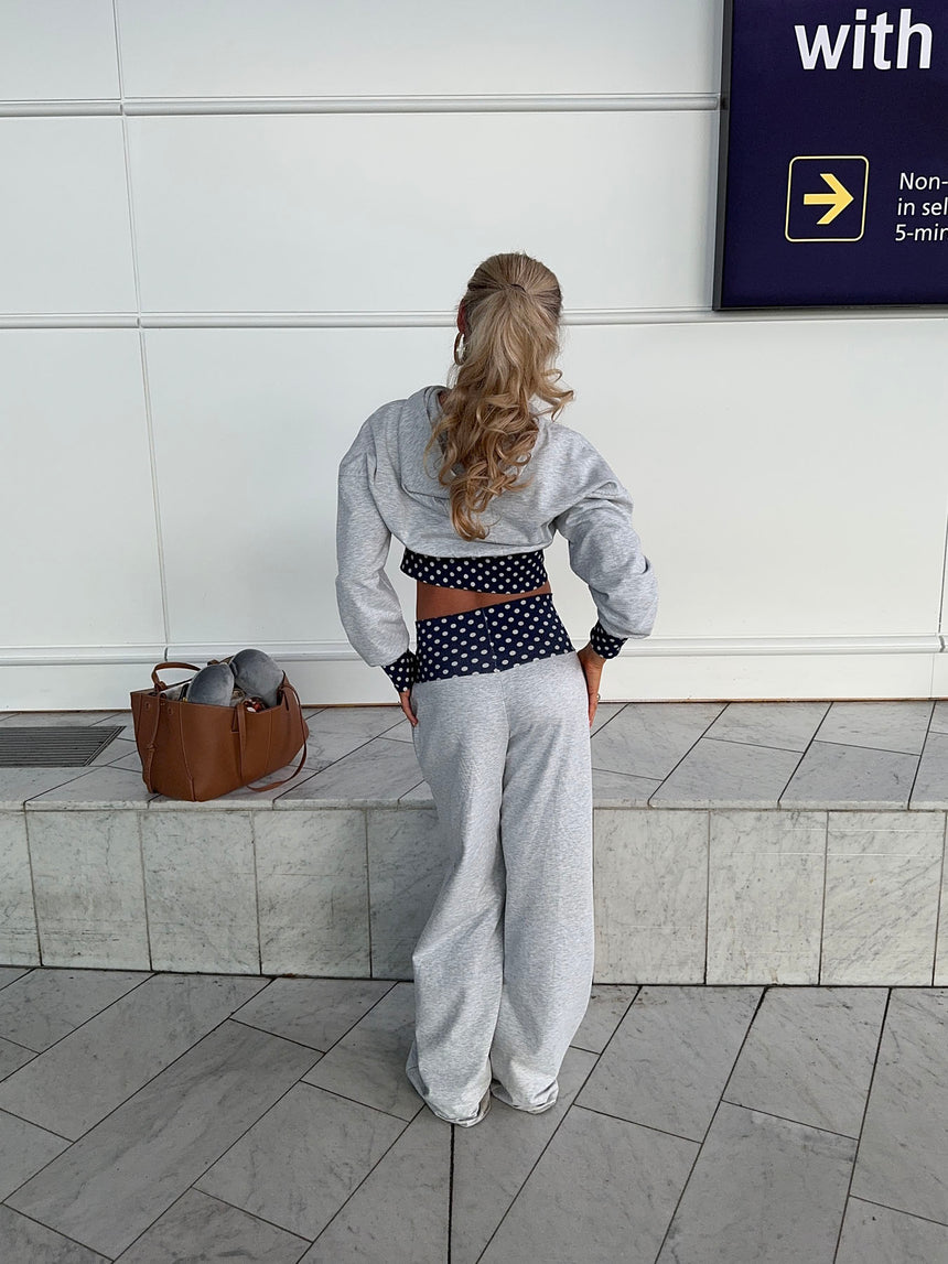 May sweatpants med polkaprikker - Grå/navy/hvid